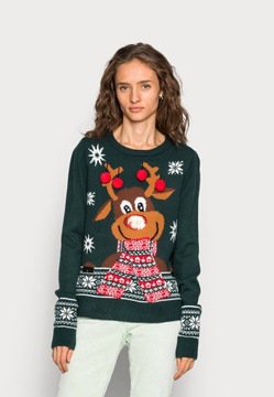 Sweter świąteczny z reniferem zielony Vero Moda XS