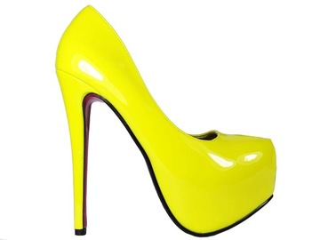 Żółte buty platformówki z lakierkami 35