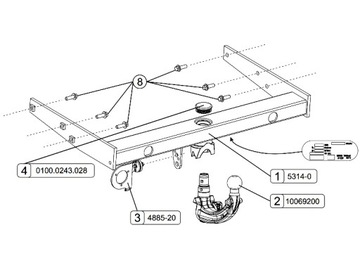 ODEPÍNACÍ ZAŘÍZENÍ(HÁK) TÁŽNÝ ORIS VW VOLKSWAGEN T6 06/2015 - 10/2019 BEZ PRZYG.