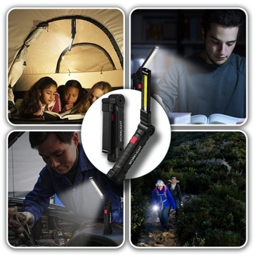 МОЩНАЯ ЛАМПА ДЛЯ МАСТЕРСКОЙ COB СВЕТОДИОДНАЯ ЛАМПА КРЮЧОК С МАГНИТОМ АККУМУЛЯТОРНАЯ