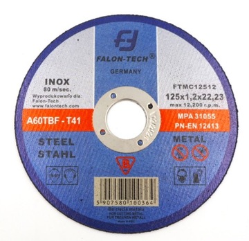 TARCZA TARCZE DO CIECIA METALU STALI 125/1,2 mm FT
