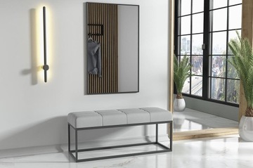 Ławka pufa tapicerowana 2 PIK Z PRZESZYCIAMI loft metalowy stelaż 100cm