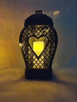 свеча-фонарь Glamour Heart Openwork большая черная 37см