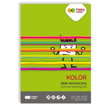 BLOK TECHNICZNY KOLOROWY HAPPY COLOR A4 10 KOLORÓW