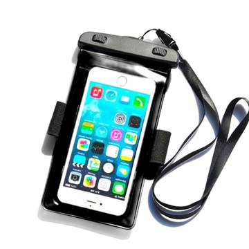 WODOODPORNY POKROWIEC ETUI DO TELEFONU Z OPASKĄ ARMBAND PVC - CZARNE