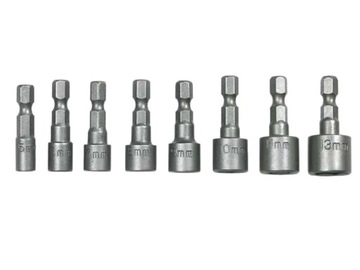 Nasadki 5-13mm 8szt z uchwytem 1/4 do wkrętarek