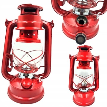 CZERWONA LAMPA NAFTOWA 24 CM RETRO NA NAFTĘ + KNOT