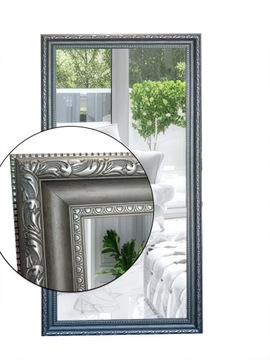 Lustro w stylowej 7cm szarej srebrnej ramie 90x70 odporne na wilgoć U10