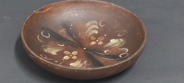 Stara drewniana ręcznie malowana misa design Folk