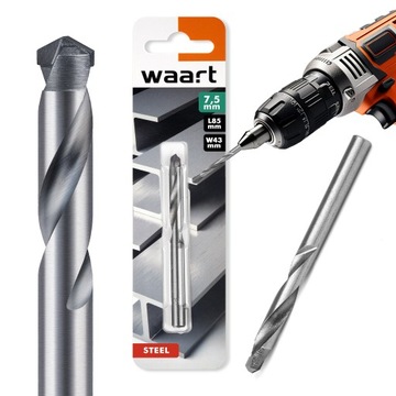 Wiertło do Metalu 7.5 mm WĘGLIK SPIEKANY do Twardej Stali Tytanu Żeliwa