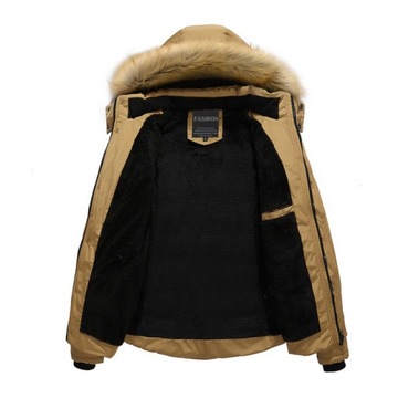 Męski zimowy ciepły płaszcz bawełniany Odpinany kaptur Zagęszczona kurtka