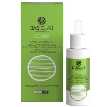 BasicLab Serum z Witaminą C 15%, Rozświetlenie i Wyciszenie Cery 30 ml