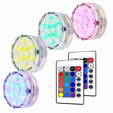 4szt RGB 10 LED pływające wodoodporne lampy, Podwodne oświetlenie dekor