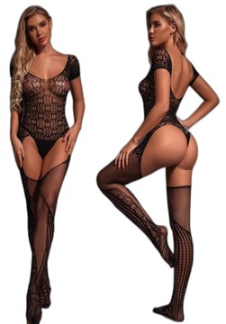 ORYGINALNA BIELIZNA EROTYCZNA KOMPLET Z SEXY DZIURKĄ BODYSTOCKING PREZENT