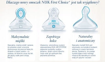 Nuk First Choice + smoczek do butelki 0-6m S 2szt