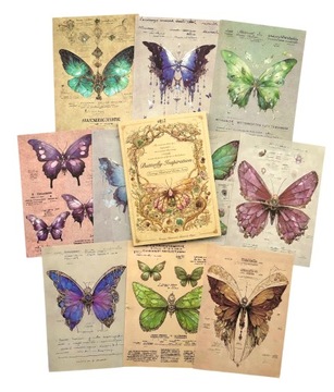 PAPIERY OZDOBNE DEKORACYJNE SCRAPBOOKING 50 KARTEK MOTYLE MOTYLKI