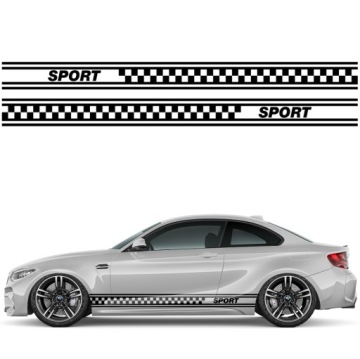 2x Samolepka Grafika na bok auta Sportovní Pásy Šachovnice Sport 17x220