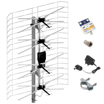 Antena TV siatkowa DVB-T2 ASP-8W 44dBi MUX-8 DIPOL