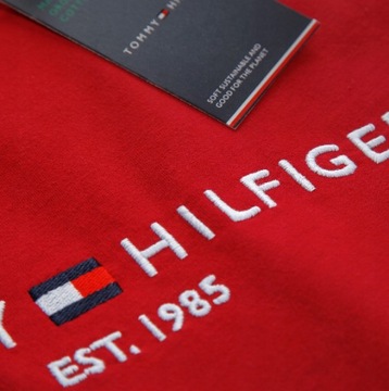 T-SHIRT KOSZULKA MĘSKA TOMMY HILFIGER CZERWONA EST. 1985 ROZ. S