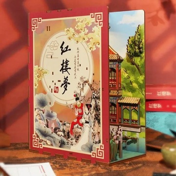 Domek między książki Book Nook Pawilon Różowego Lotosu DIY Chiny