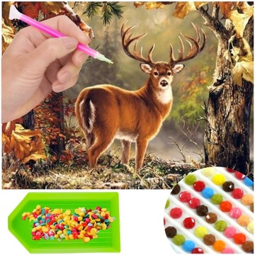 OBRAZ 5D Haft Diamentowy JELEŃ Diamond Painting Wyklejanka Diamentowa