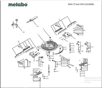 Nośnik przedmiotu obrabian.Metabo KGSV 72 Xact SYM