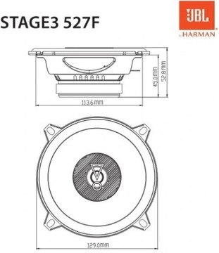 JBL STAGE3 527F Автомобильные колонки 13 см, 2-полосные, МОЩНОСТЬ 200 Вт