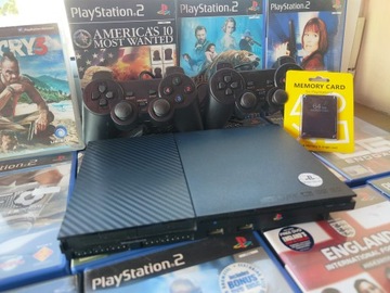 Ps2 SLIM NAJNOWSZY MODEL+ 2 PADY + GRY-KARTA NOWY LASER