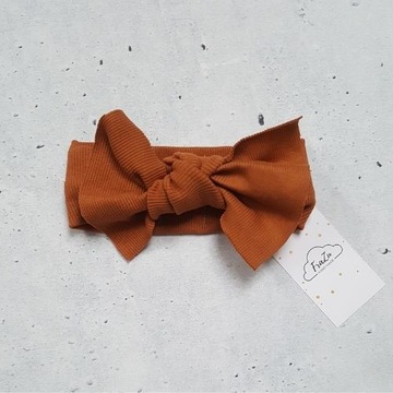 opaska z kokarda dziecięca handmade brazowa HIT!