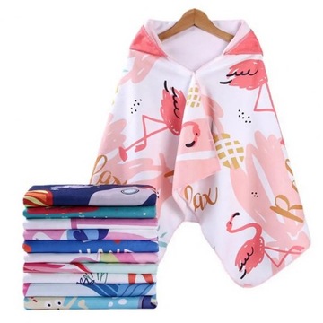 Детское банное полотенце с принтом фламинго и капюшоном из микрофибры, охлаждающее