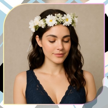 Венок на голову насадок на голове белые на голове цветы головные уборы бохо