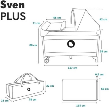 ŁÓŻECZKO TURYSTYCZNE KOJEC 2 W 1 PRZEWIJAK ŁÓŻKO