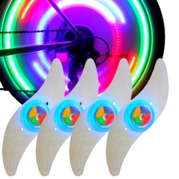 4 светодиодных велосипедных фонаря на спицах велосипедного колеса. КРЫШКА КОЛЕСА