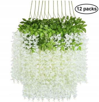 12 szt Wisteria Kwiaty Glicynii Sztuczna Girlanda
