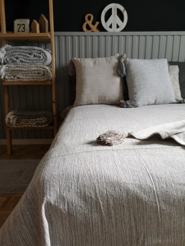 Narzuta bawełniana Carmen boho loft 200x220 na łóżko kanapę - beż melanż