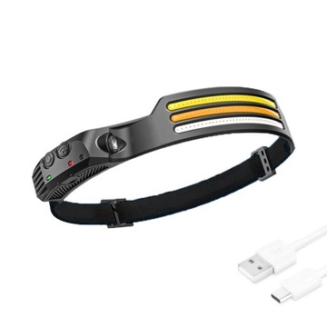 LATARKA CZOŁÓWKA OPASKA CZOŁOWA LED COB SENSOR AKU