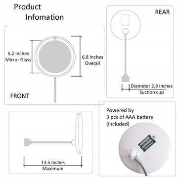 10-кратное вращающееся увеличительное зеркало для макияжа