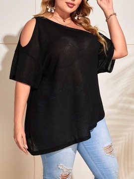 BA70 Crop top czarny asymetryczny Shein CURVE 2XL