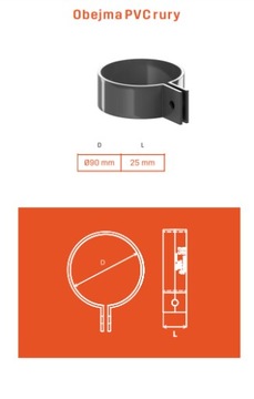 KROP Система желобов ПВХ РУЧКА, ЗАЖИМ ДЛЯ ТРУБ, ЧЕРНЫЙ 90