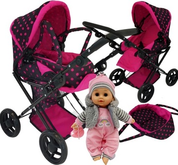 КОЛЯСКА ДЛЯ КУКОЛ, ПЕРЕНОСКА, СУМКА, ПОСЛАНИЕ + ПОЮЩИЙ МАЛЫШ