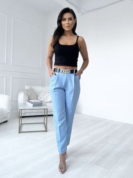 БРЮКИ ЖЕНСКИЕ ЭЛЕГАНТНЫЕ СИГАРИЛЛЕТЫ, МОДНЫЕ, 40/42 L/XL ДЕТСКИЕ СИНИЕ