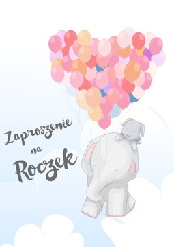 ZAPROSZENIE NA ROCZEK 1 Urodzinki Odlotowy Słonik