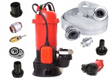 POMPA DO SZAMBA Z ROZDRABNIACZEM Z PŁYWAKIEM Z WĘŻEM 20M STRAŻACKI