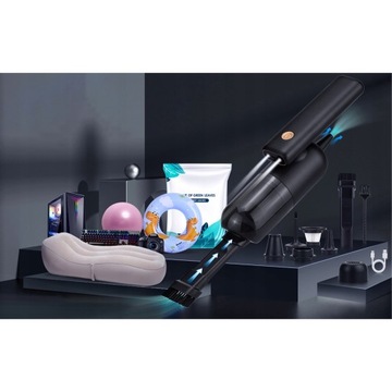 BEZPRZEWODOWY RĘCZNY ODKURZACZ SAMOCHODOWY DO AUTA DOMU 2w1 DMUCHAWA LED