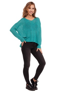 СВИТЕР ЖЕНСКИЙ ТОНКИЙ, АЖУРНЫЙ, СВОБОДНОГО КРАЯ, МОДНЫЙ ДЖЕМПЕР MORAJ, размер XXL