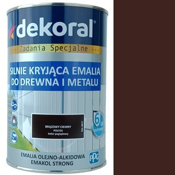 EMAKOL DO DREWNA I METALU BRĄZOWY CIEMNY POŁ. 0,9L
