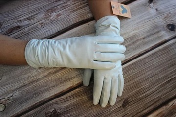 Genuine Leather Gloves Women's Sheepskin Gloves White Elastic Style Velvet