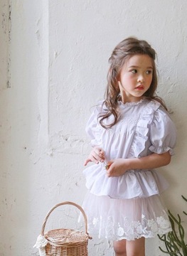 Модная однотонная рубашка с кружевной талией для девочек