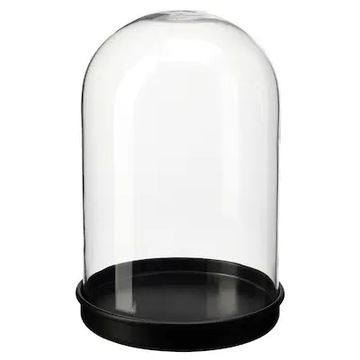 СТЕКЛЯННЫЙ КУПОЛ 21СМ IKEA SKONJA С ЧЕРНЫМ ОСНОВАНИЕМ КУПОЛ С ОСНОВАНИЕМ