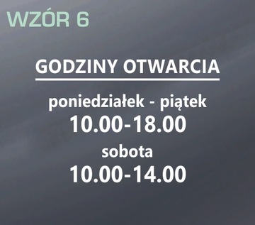 Naklejka godziny otwarcia 30x20cm różne kolory